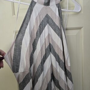 VENUS Cream and Gray Asymmetrical Resort Skirt